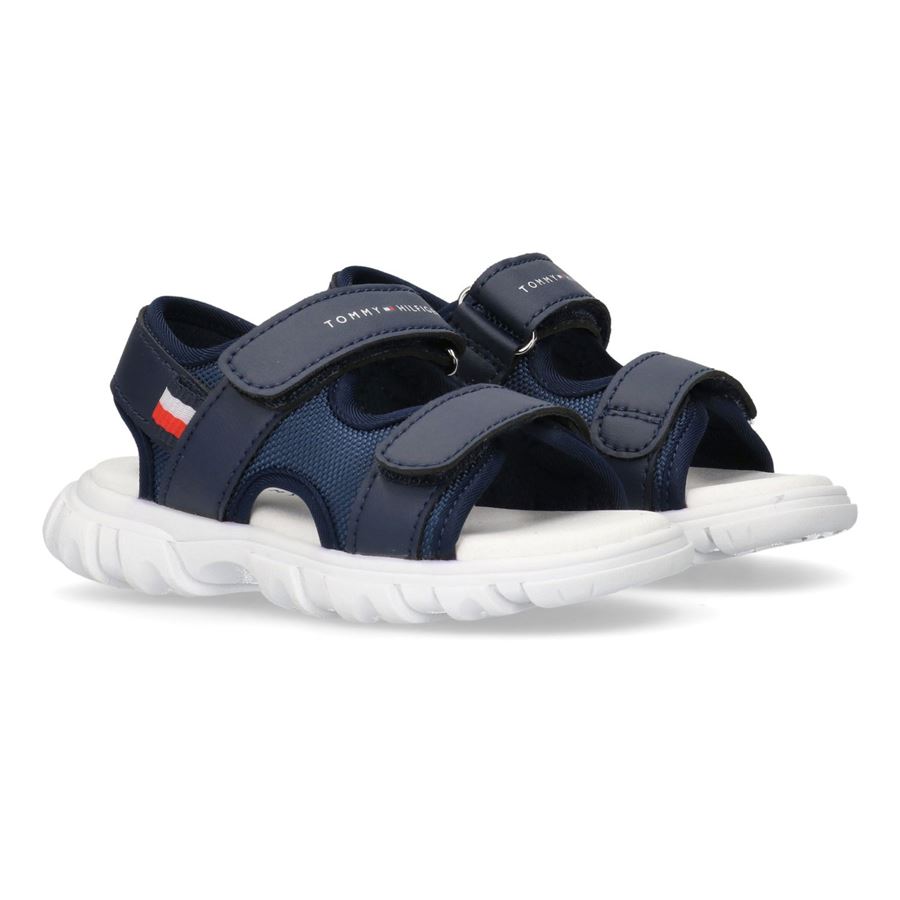 Sandali doppio velcro con passamaneria iconica da bambino Tommy Hilfiger | T1B2338981591800X